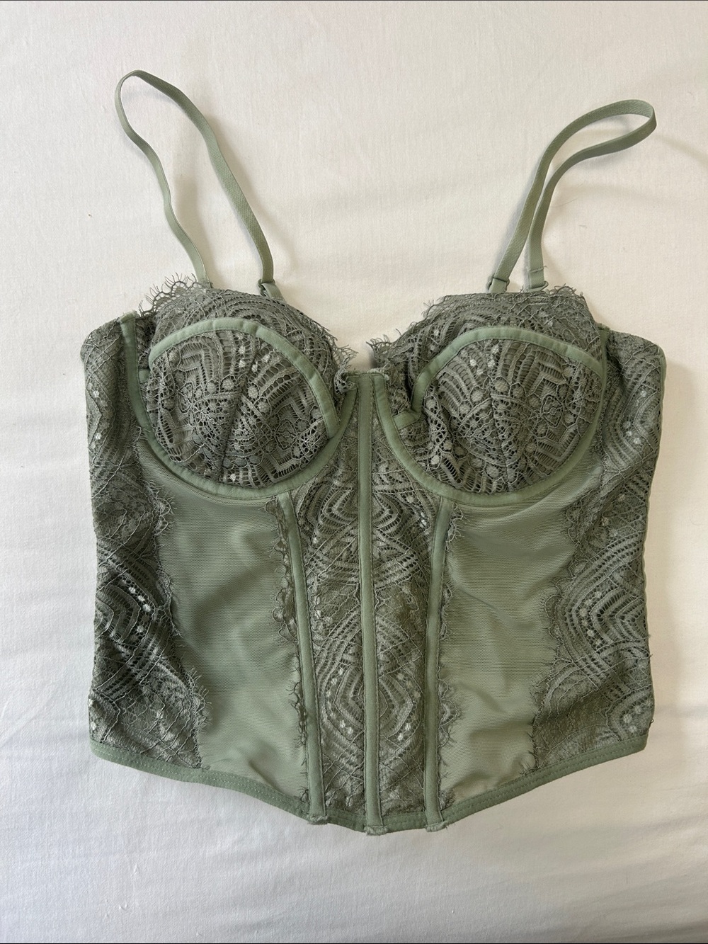 Garage Olive Green Lace Bustier